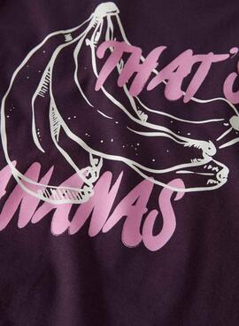 Camiseta Name It Benna estampado de plátanos morado para niña