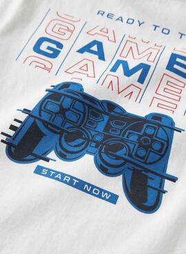 Camiseta Name It. Modelo Benna gamer blanca para niño