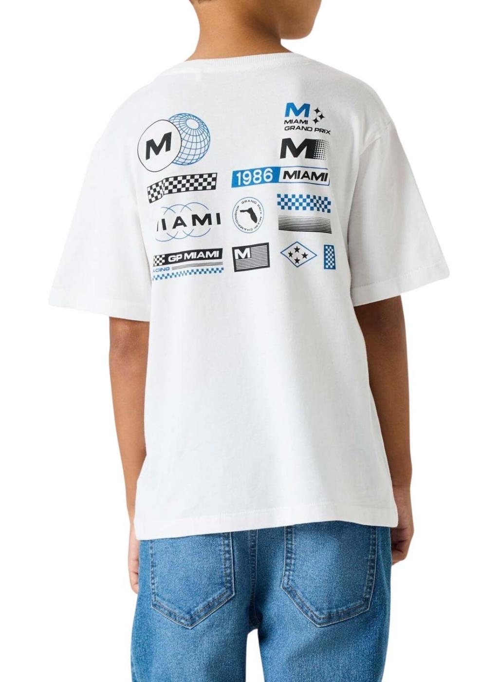 Camiseta Name It Benno estampado Miami blanca para niño