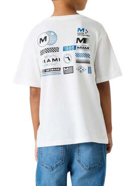 Camiseta Name It Benno estampado Miami blanca para niño