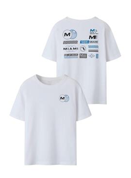 Camiseta Name It Benno estampado Miami blanca para niño