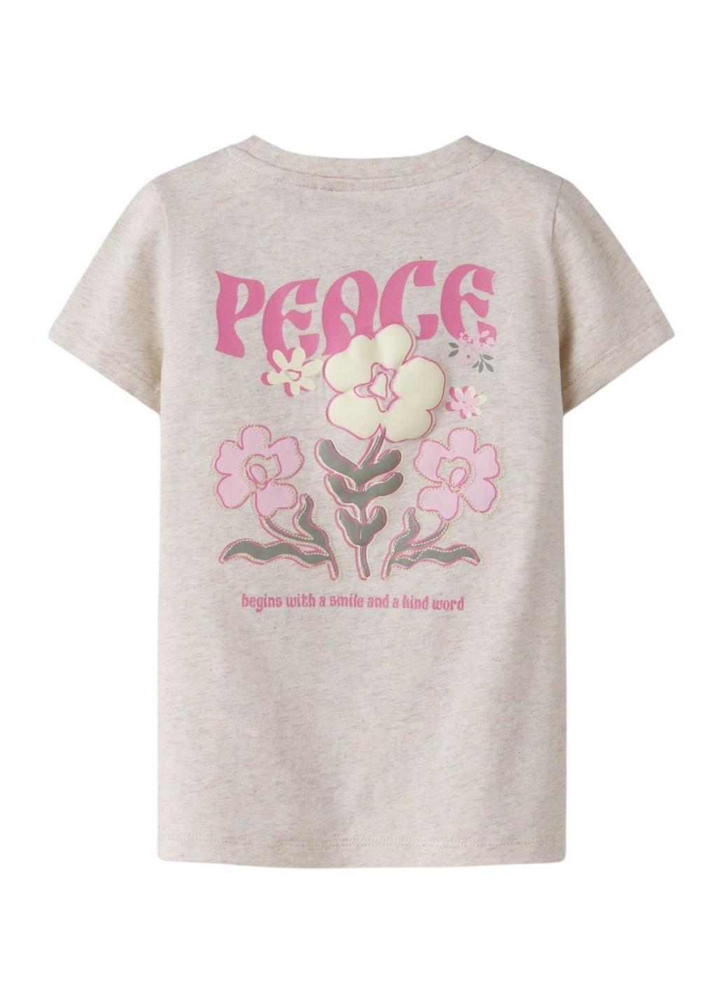 Camiseta Name It Dartiana choose kindness beige para niña