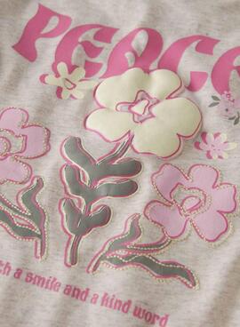 Camiseta Name It Dartiana choose kindness beige para niña