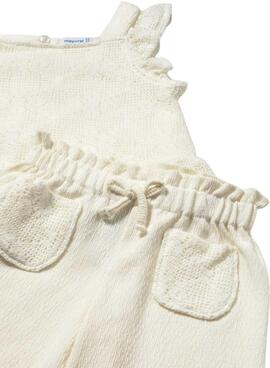 Conjunto dos piezas Mayoral crochet blanco para bebé niña