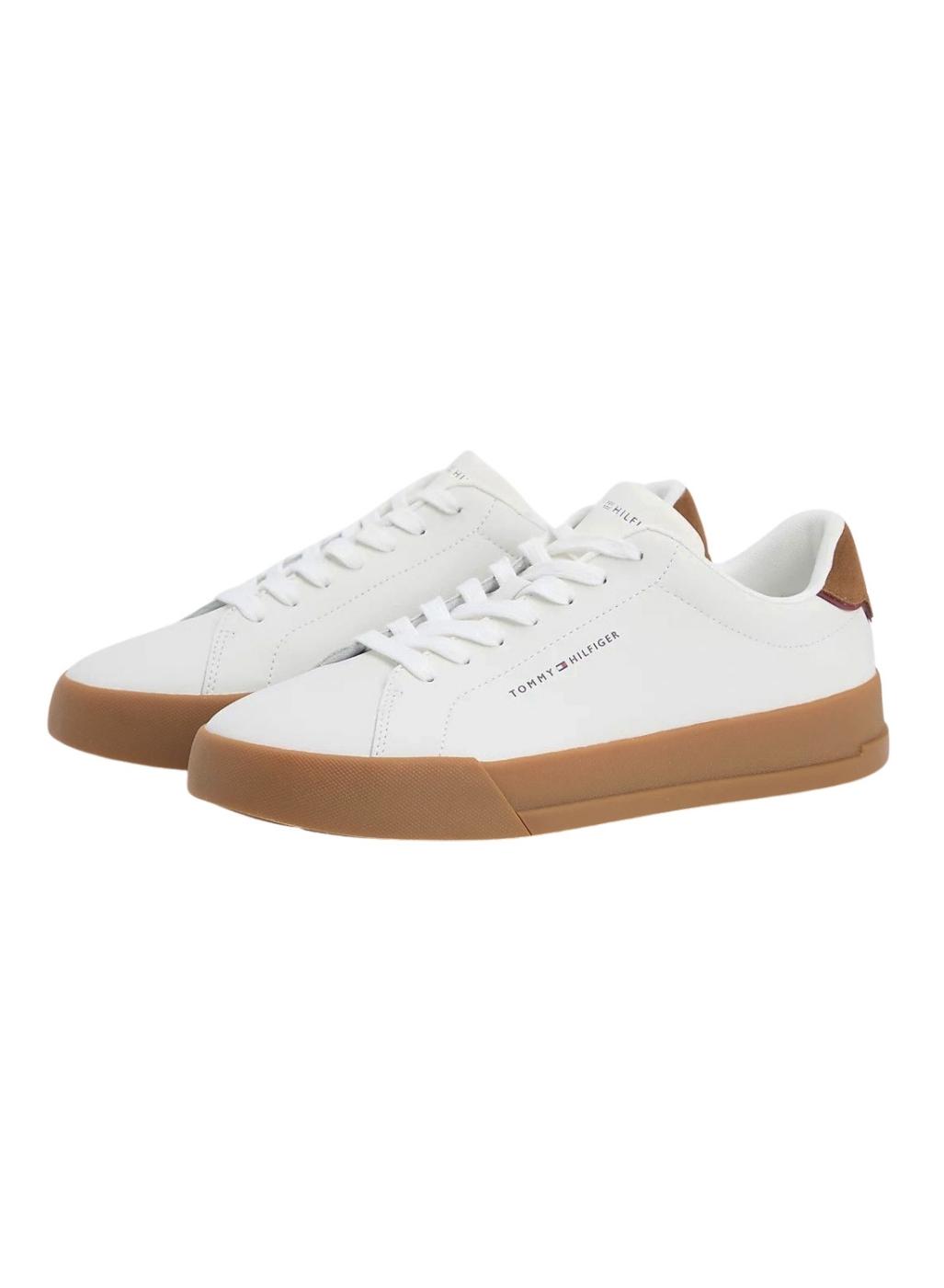 Zapatillas Tommy Hilfiger Court blanco y marrón para hombre