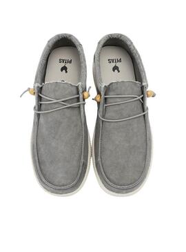 Zapatos Walkin Pitas Wallabi washed gris para hombre