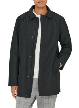 Abrigo Only and Sons Hall negro para hombre