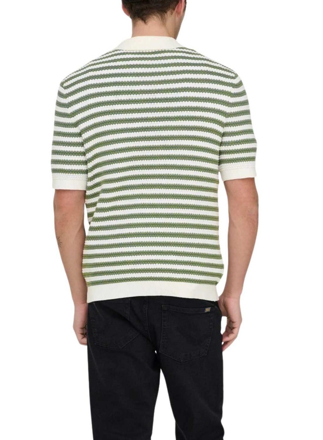 Polo Only and Sons Serge rayas verde para hombre