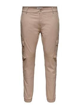 Pantalón Only and Sons Cam cargo beige para hombre