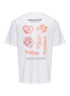 Camiseta Only and Sons Fred Bakery blanco para hombre