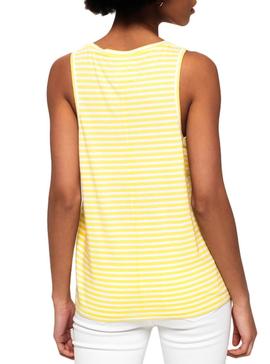 Camiseta Superdry Lara Rayas Amarillo Mujer