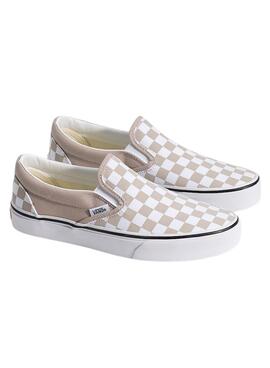 Zapatillas Vans Classic Slip-On Checkerboard beige para mujer
