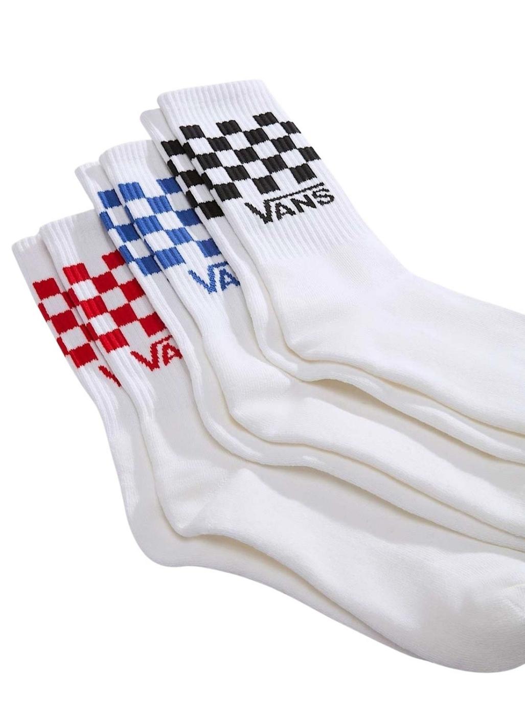 Pack 3 calcetines Vans altos Classic Check blanco para hombre y mujer