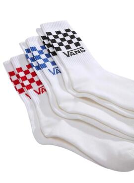 Pack 3 calcetines Vans altos Classic Check blanco para hombre y mujer
