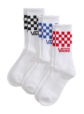 Pack 3 calcetines Vans altos Classic Check blanco para hombre y mujer