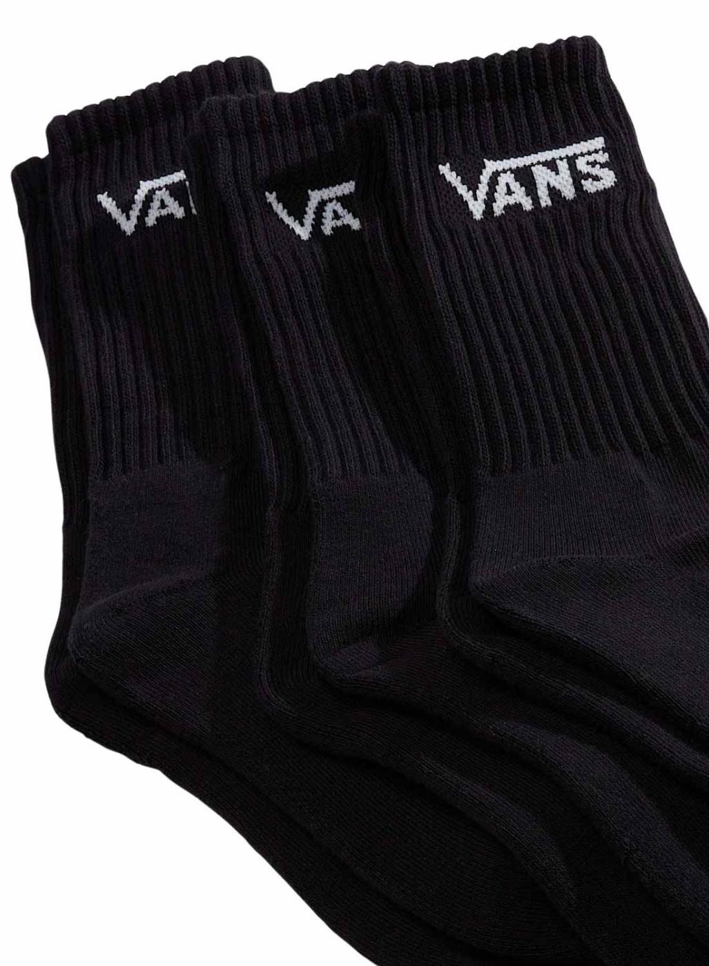 Pack 3 calcetines Vans altos Classic Crew negro para hombre y mujer