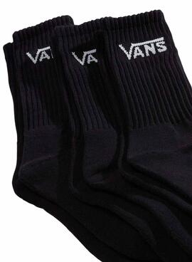 Pack 3 calcetines Vans altos Classic Crew negro para hombre y mujer