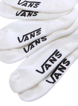 Calcetines Vans Classic Kick 3 pares blanco para mujer y hombre