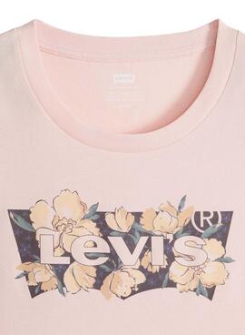 Camiseta Levis Perfect rosa logo floral para mujer