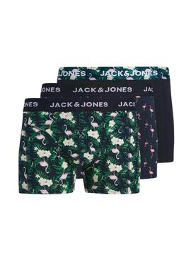 Pack calzoncillos Jack and Jones Flamingo flores para hombre