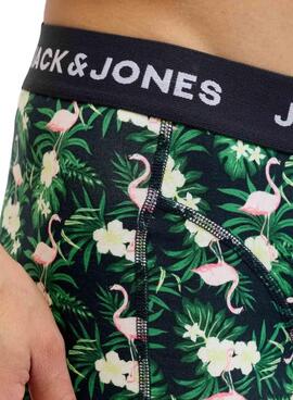 Pack calzoncillos Jack and Jones Flamingo flores para hombre