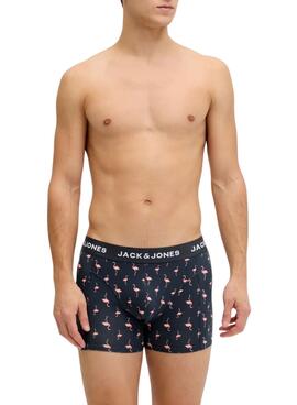 Pack calzoncillos Jack and Jones Flamingo flores para hombre