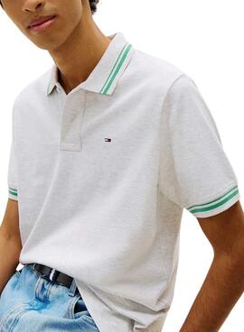 Polo Tommy Jeans Tipped gris para hombre