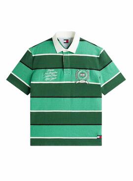 Polo Tommy Jeans Rugby verde para hombre