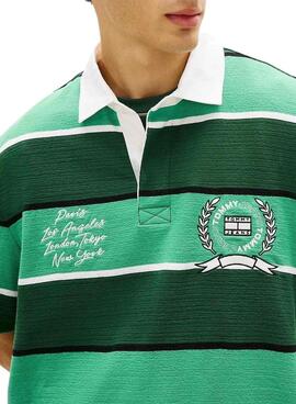 Polo Tommy Jeans Rugby verde para hombre