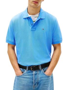 Polo Tommy Jeans básico azul celeste para hombre