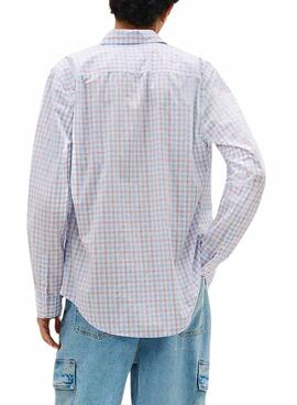 Camisa Tommy Jeans Check poplin blanco para hombre