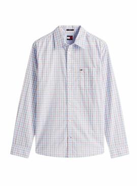 Camisa Tommy Jeans Check poplin blanco para hombre