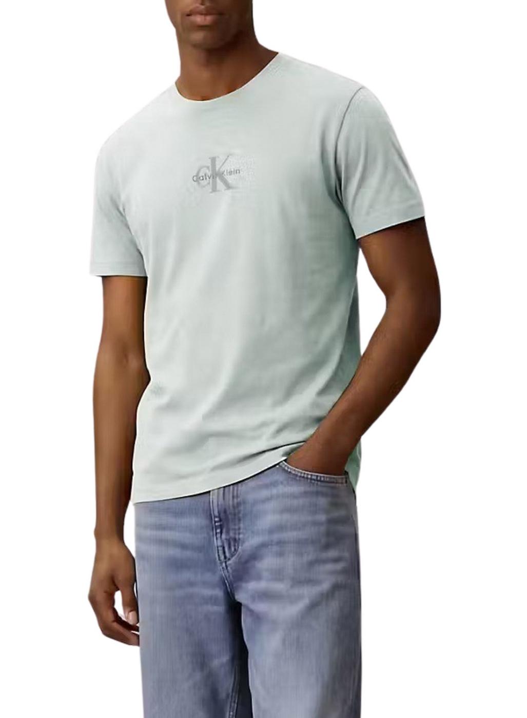 Camiseta Calvin Klein Jeans Micro Monologo turquesa para hombre