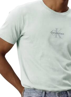 Camiseta Calvin Klein Jeans Micro Monologo turquesa para hombre