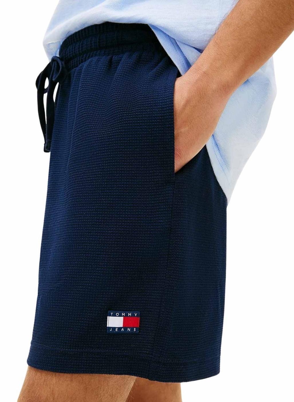 Bermudas Tommy Jeans Waffle azul marino para hombre