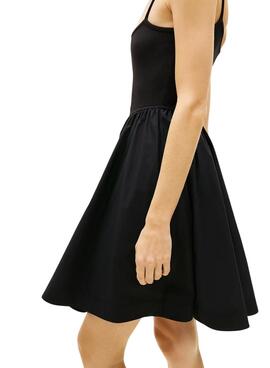 Vestido Tommy Jeans Poplin Strappy negro para mujer