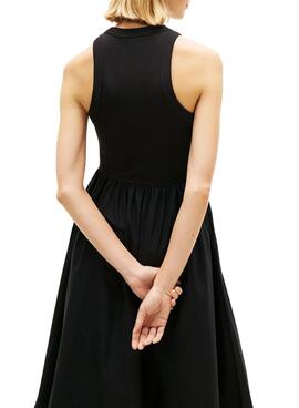 Vestido Tommy Jeans Poplin midi negro para mujer
