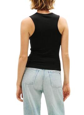 Top Tommy Jeans Script Label negro para mujer