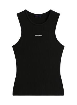 Top Tommy Jeans Script Label negro para mujer