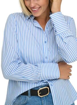 Camisa Only Berit azul y blanco para mujer