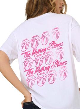 Camiseta Only Rolling Stones blanco para mujer
