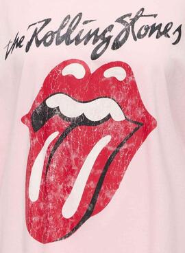 Camiseta Only Rolling Stones rosa para mujer