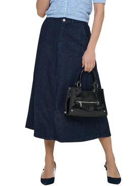 Falda vaquera Only Mindy midi lavado oscuro para mujer