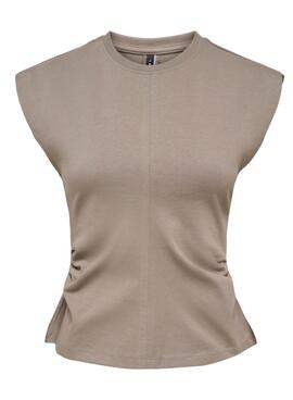 Top Only Marie arrugado tostado para mujer