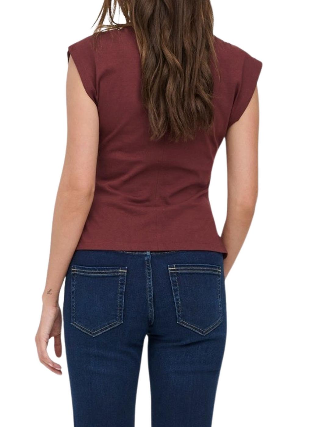 Top Only Marie arrugado granate para mujer