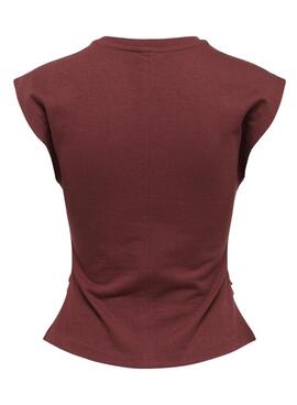 Top Only Marie arrugado granate para mujer