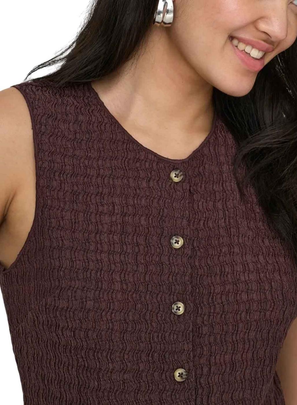 Chaleco Only Ilse estructura marrón para mujer