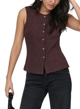Chaleco Only Ilse estructura marrón para mujer