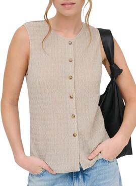 Chaleco Only Ilse estructura beige para mujer
