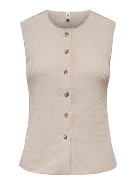 Chaleco Only Ilse estructura beige para mujer